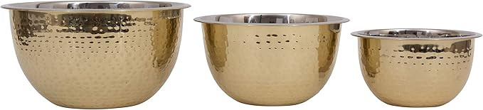 Creative Co-Op Hammered Stainless Steel Bowls in Gold Finish (Set of 3 Sizes) | Amazon (US)