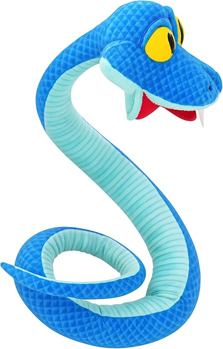 41-Inch Poseable Blue Snake Plush, Bendable Cartoon Stuffed Snake, Soft Plush Body for Room Decor... | Amazon (US)