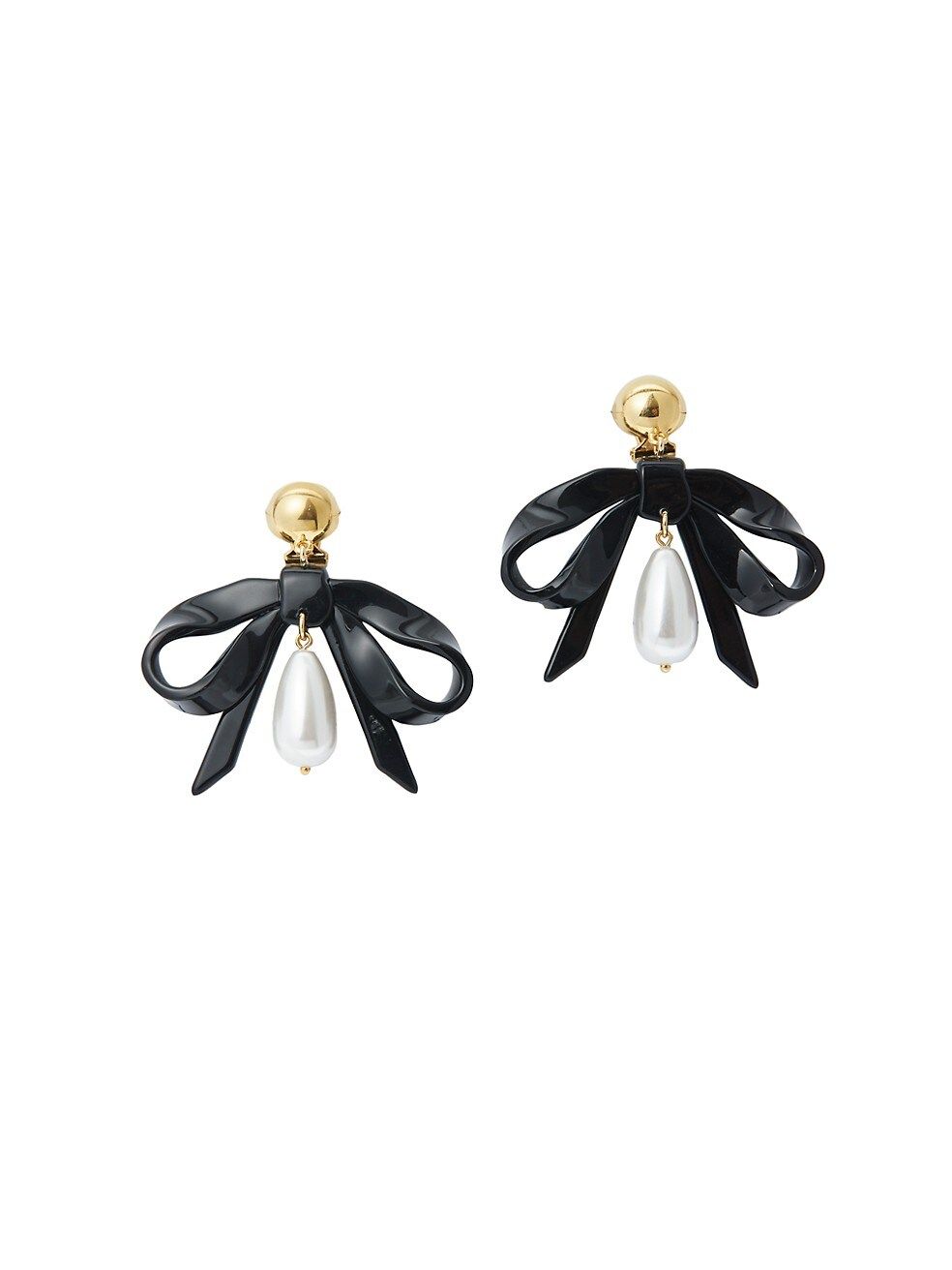 14K Gold-Plated, Acetate & Acrylic Faux Pearl Bow Drop Earrings | Saks Fifth Avenue