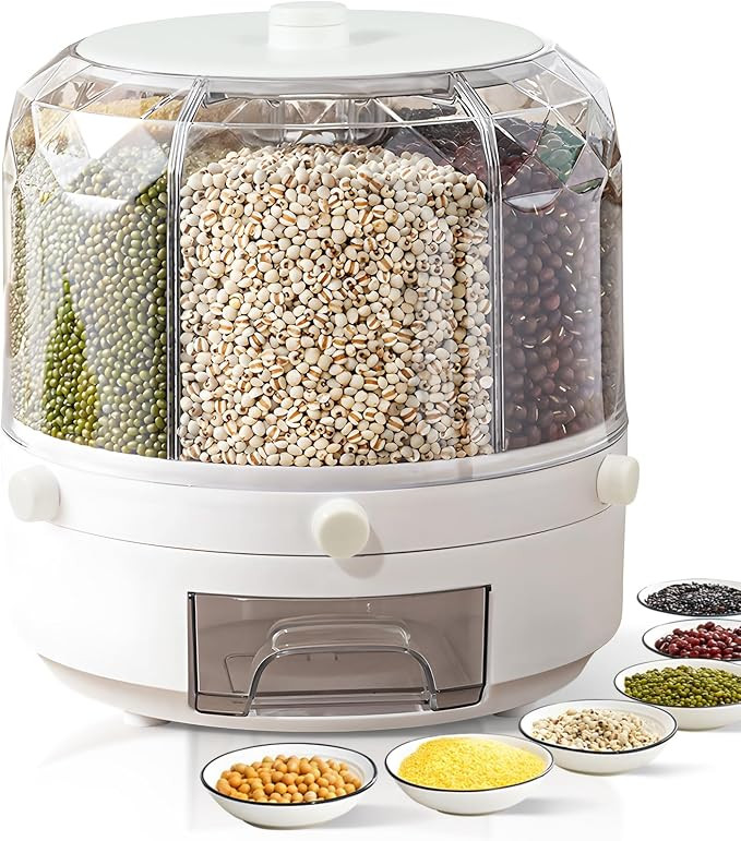 Slow Slog Grain Dispenser, Grain and Rice Storage Container Kitchen, 360° Rotating Rice and Grai... | Amazon (US)