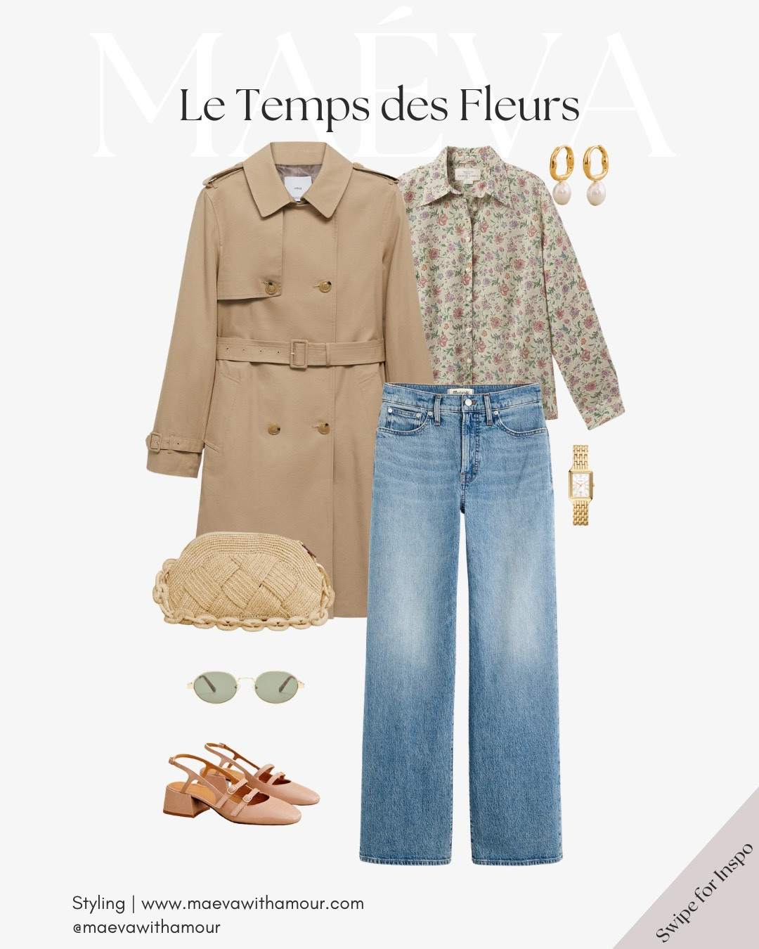 Floral details, soft layers, and a timeless trench for spring days spent wandering through gardens and sipping coffee under the sun 🌸 Which detail speaks to you most: the florals, the trench, or the blush heels? 🌷

❤️ Adore this look? Comment SHOP to receive a DM with the link or head to the link in bio to shop the looks & more!

👉 Save this look for inspiration and follow for more style ideas! 

✨ Discover French-inspired style and chic wardrobe tips daily, designed to elevate your everyday fashion!

With Amour, M.

#springstyle #effortlesschic #springcolors #parisianstyle #SpringFashion #OOTDInspo #flowers #outfitinspo #parisoutfit #spring 

#LTKTravel #LTKStyleTip #LTKSeasonal