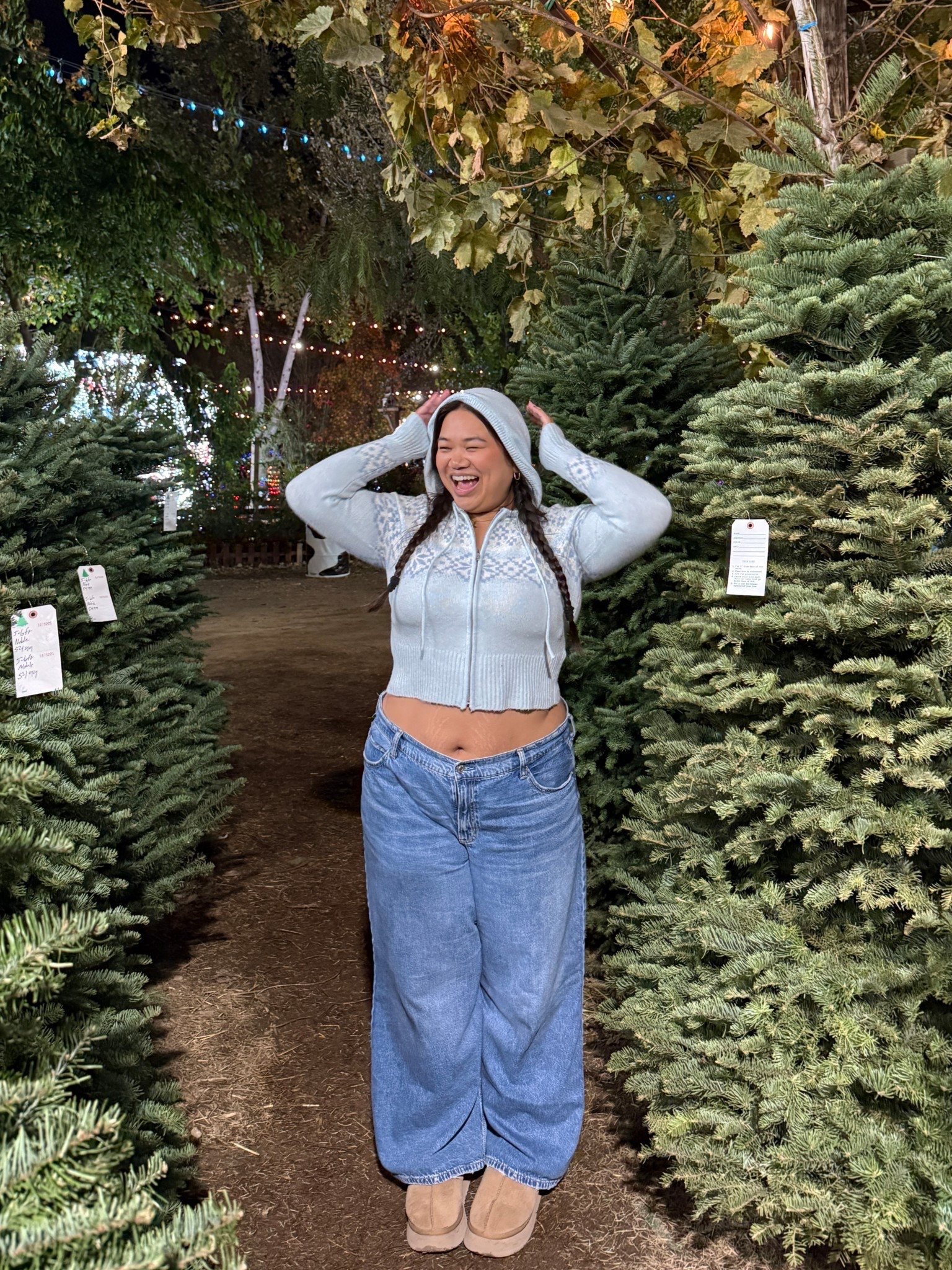 Plus size winter Christmas tree farm outfit inspo 🎄 sizes I’m wearing! Jeans: US 20 short (American eagle), zip up hoodie: XL (originally Madden Girl), Uggs: 9

#LTKPlusSize #LTKootd #LTKHoliday