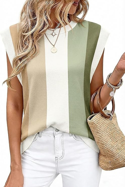 WIHOLL Tank Tops for Women Summer Lightweight Sweater Fashion Clothing Crew Neck T Shirts Cap Sle... | Amazon (US)