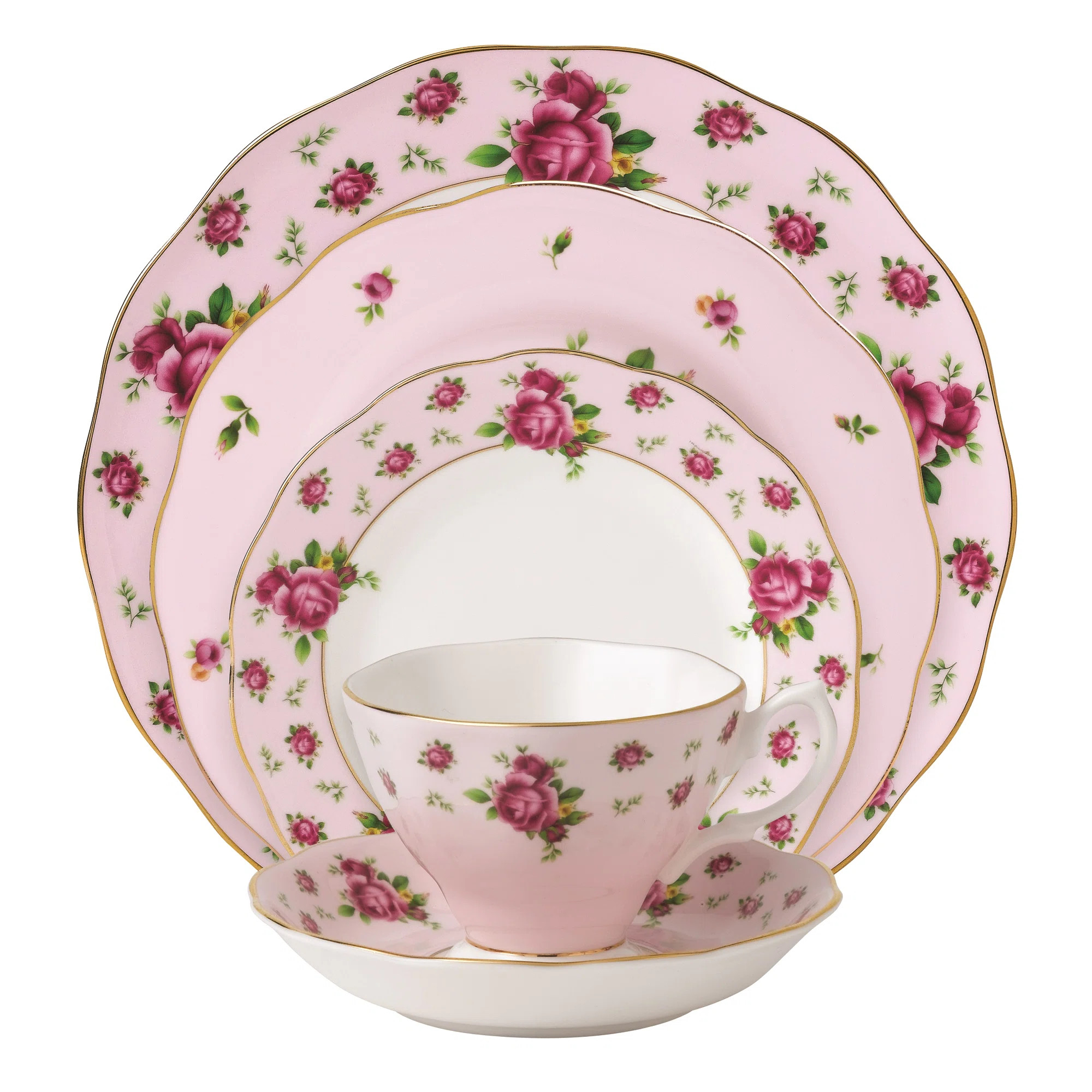 Royal Albert New Country Roses 5 Piece Bone China Place Setting. Service for 1 | Perigold