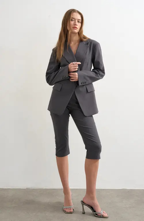 Topshop Bengaline Capri Pants in Charcoal at Nordstrom, Size 6 | Nordstrom