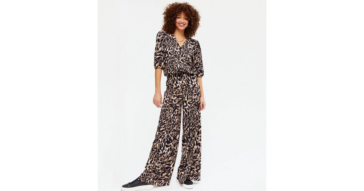 Brown Leopard Print Wide Leg Trousers
						
						Add to Saved Items
						Remove from Saved Ite... | New Look (UK)