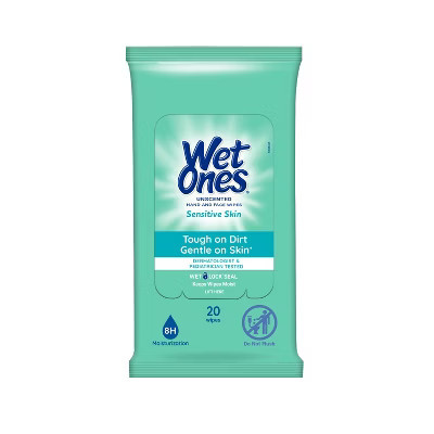 Wet Ones Sensitive Skin Hand Wipes Travel Pack - Fragrance Free - 20ct | Target