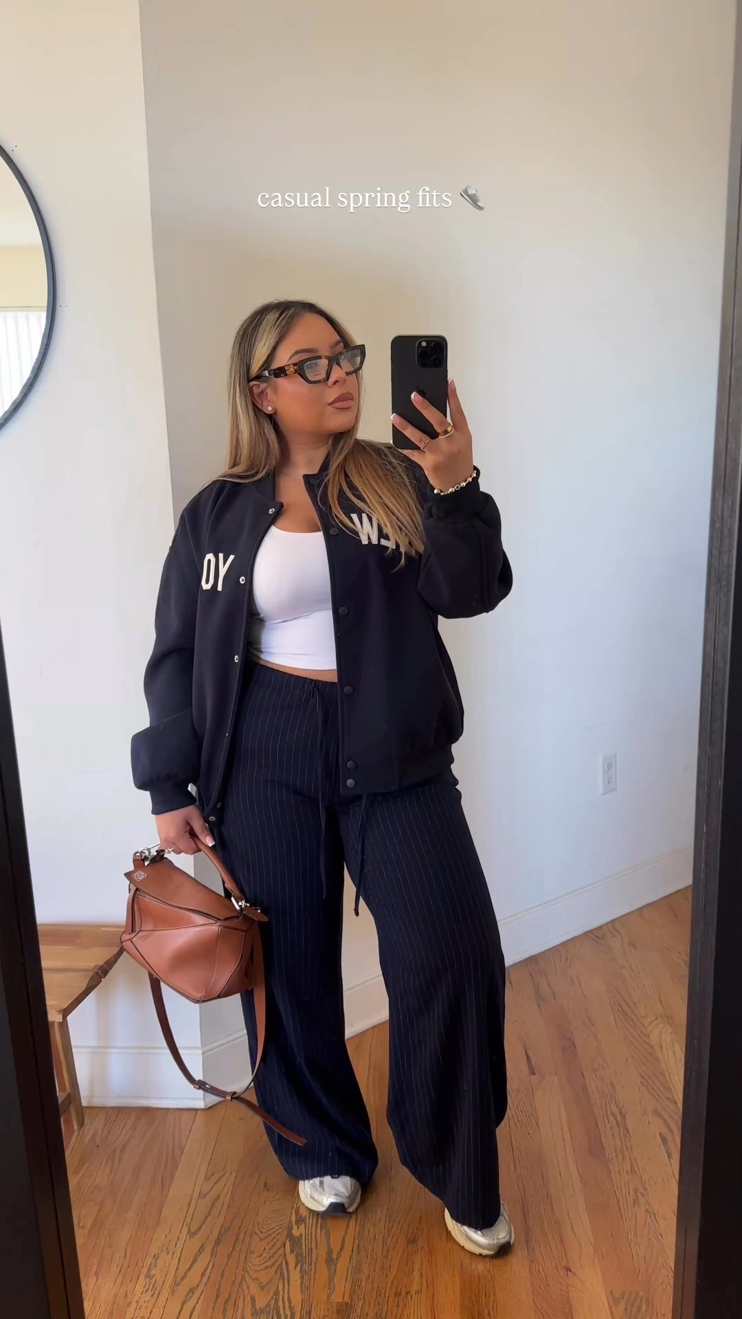 Casual Sneakers outfits 👟 sizing ⬇️ 

All bomber jackets: M 
Navy striped pants: M (has lots of stretch) 
Grey jeans: size 12 (relaxed fit) 
Nike Cargos: S(runs super big size down like 2 - I’m usually a Nike M but it was too big and the small is roomy but not as bad) 


#LTKStyleTip #LTKSeasonal #LTKMidsize