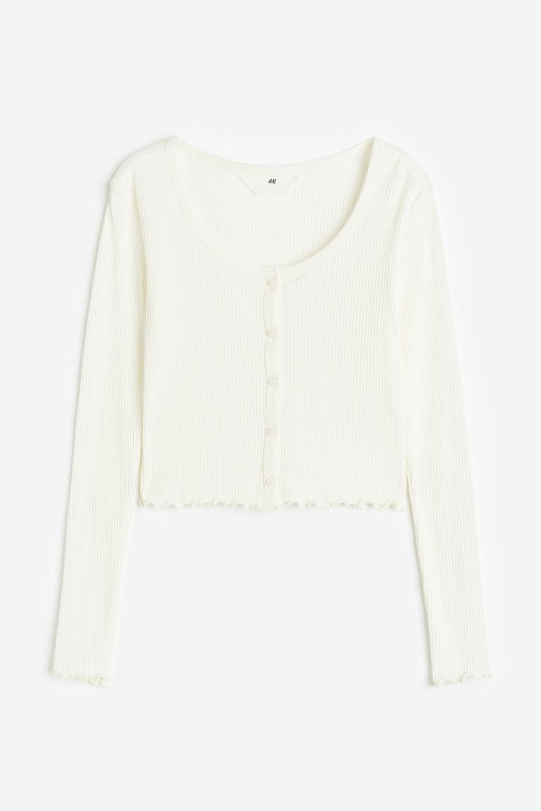 Ribbed Jersey Cardigan - Natural white - Kids | H&M US | H&M (US + CA)