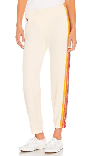 Aviator Nation 5 Stripe Sweatpant in Ivory. - size L (also in M, S, XS) | Revolve Clothing (Global)