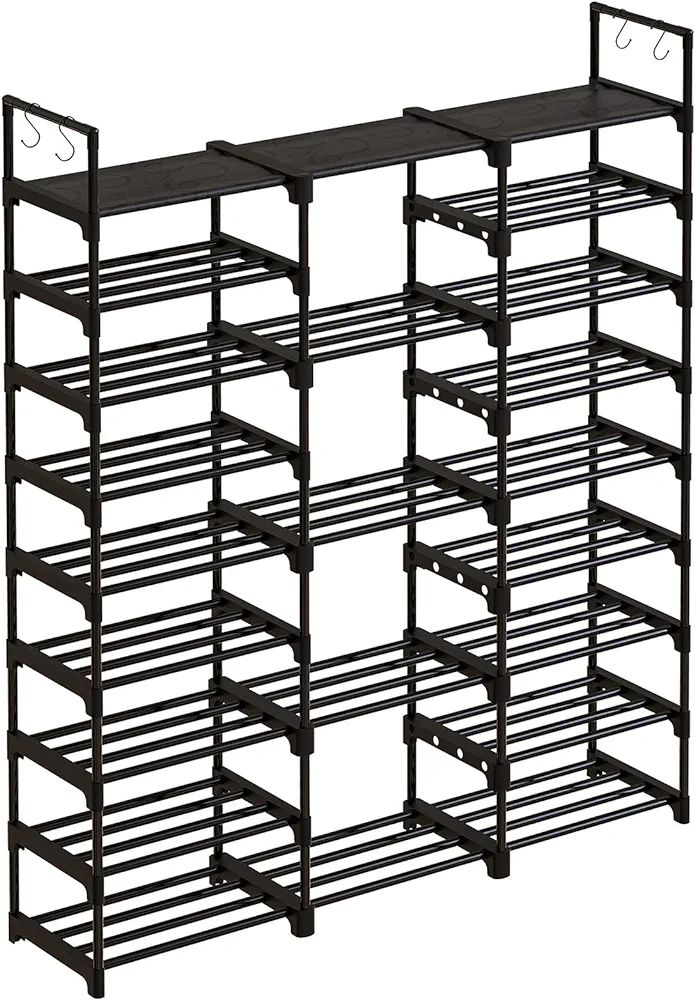 WOWLIVE 9 Tiers Large Shoe Rack Shoe Storage Shoe Organizer 50-55 Pairs Shoe Tower Unit Shelf Dur... | Amazon (US)