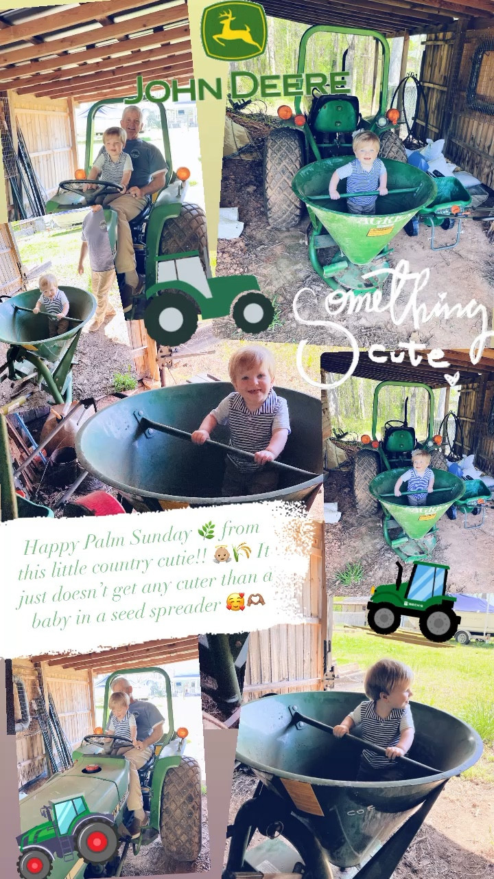 Happy Palm Sunday 🌿 from this little country cutie!! 👼🏼🌾 It just doesn’t get any cuter than a baby in a seed spreader 🥰🫶🏽

#LTKbaby #LTKfamily #LTKSeasonal