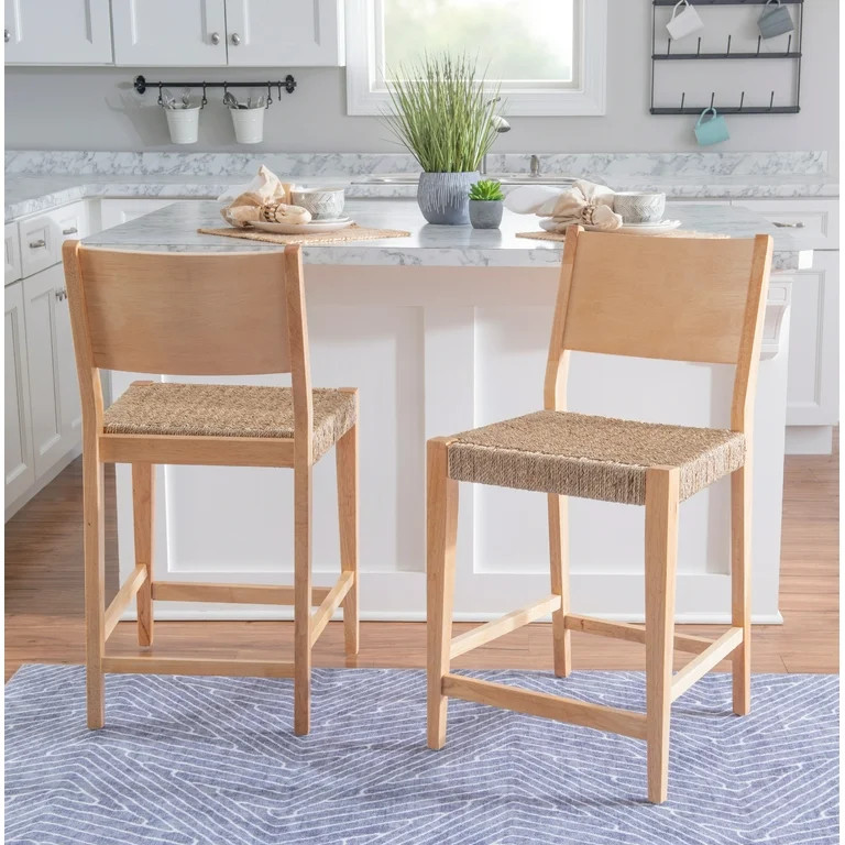 Holden 24" Counter Stools, Set of 2, Natural with Handwoven Seagrass Seat | Walmart (US)