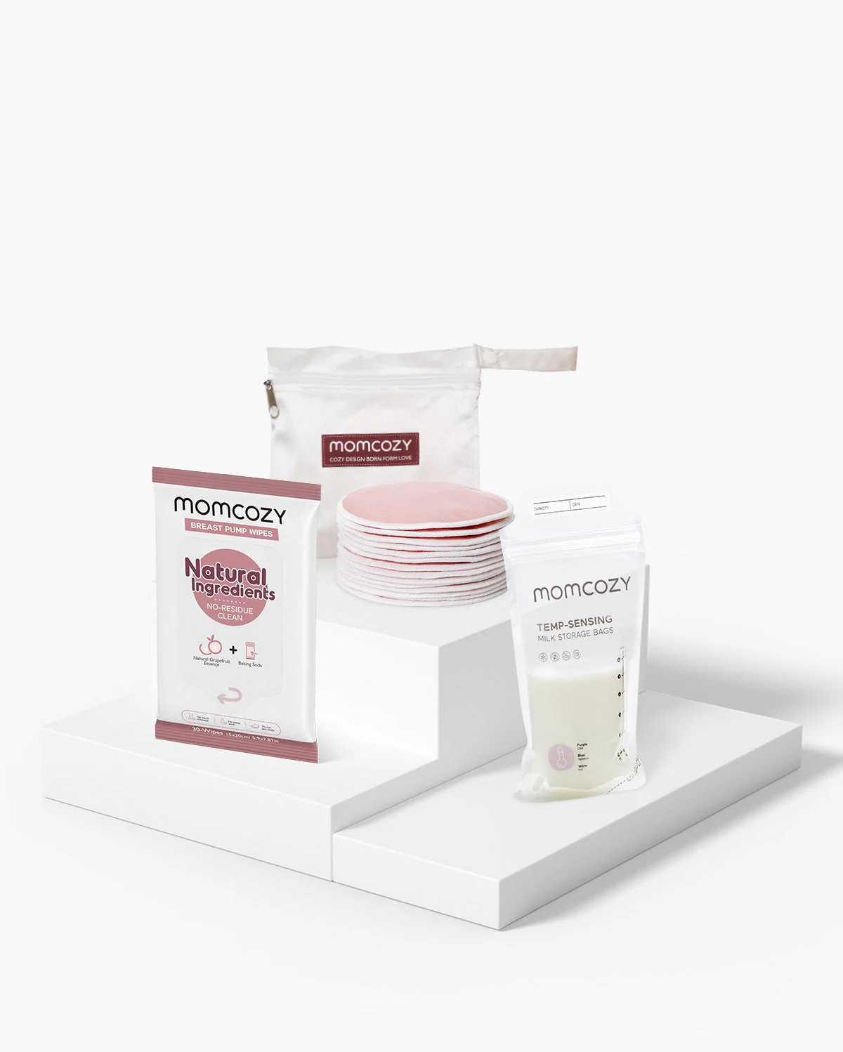 Pumping Essentials Bundle: Breast Pump Wipes, Reusable Breast Pads & M | Momcozy US