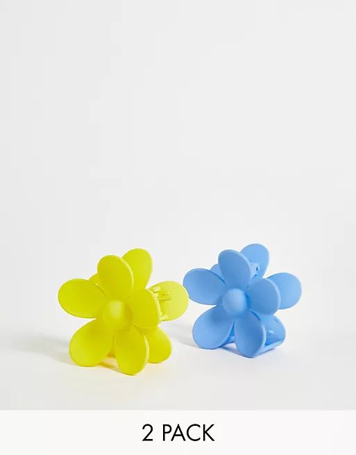 Reclaimed Vintage inspired flower hair clip 2 pack in blue and yellow  | ASOS | ASOS (Global)