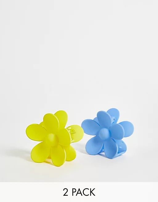 Reclaimed Vintage inspired flower hair clip 2 pack in blue and yellow  | ASOS | ASOS (Global)