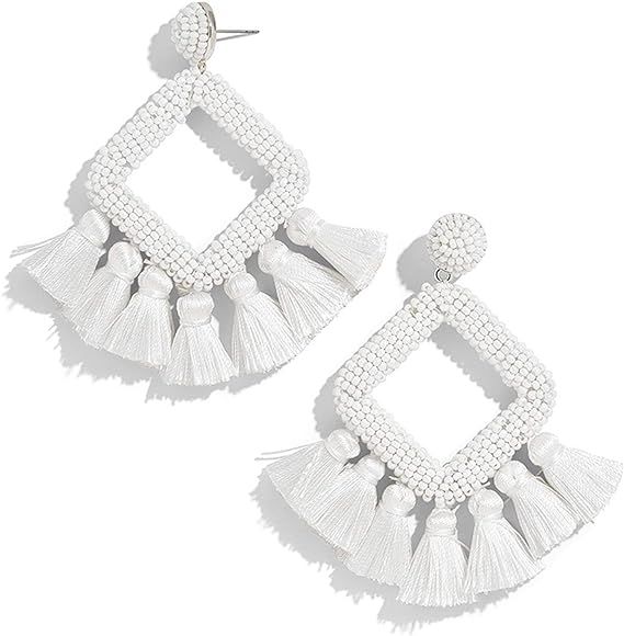 Beaded Tassel Earrings, Statement Laniyah Fringe Drop Earrings for Womens Gift For Her, Mom, Sist... | Amazon (US)