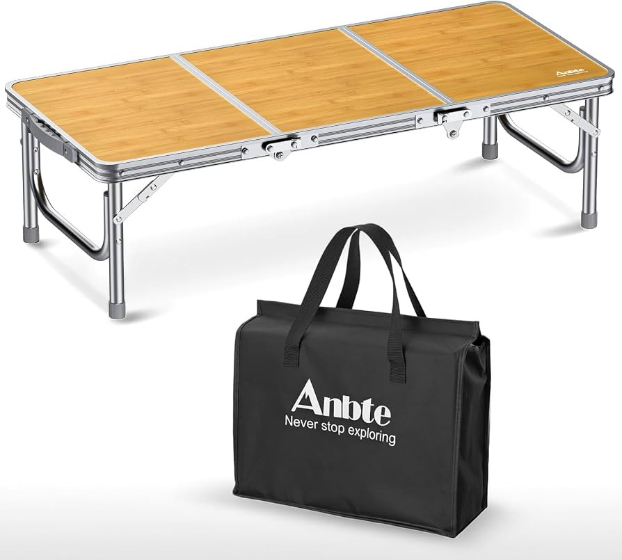 Anbte 34.2" x 15.7" Low Folding Picnic Table, 10.3" Height Thicker Aluminum Small Camping Table w... | Amazon (US)