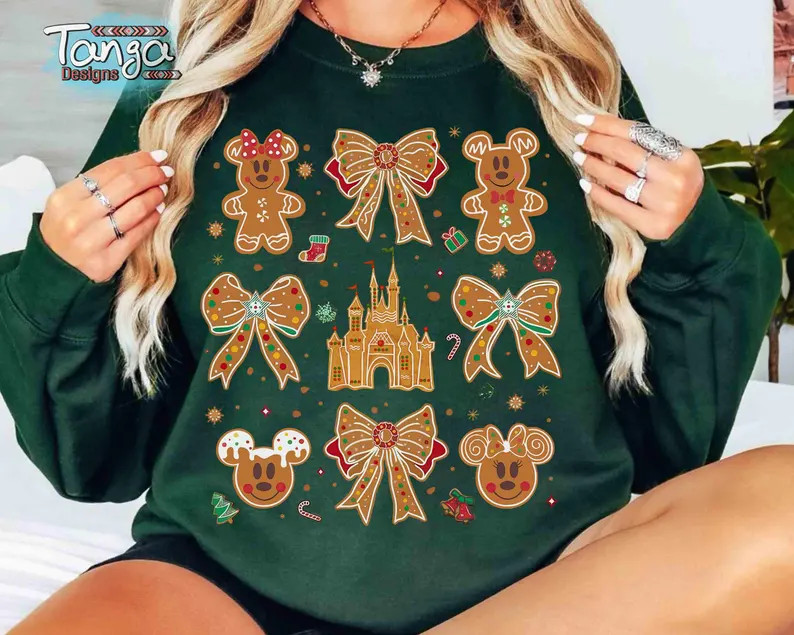 Disney Gingerbread Coquette Bow Christmas Shirt, Mickey and Minnie Tee, Disney Very Merry Christm... | Etsy (US)