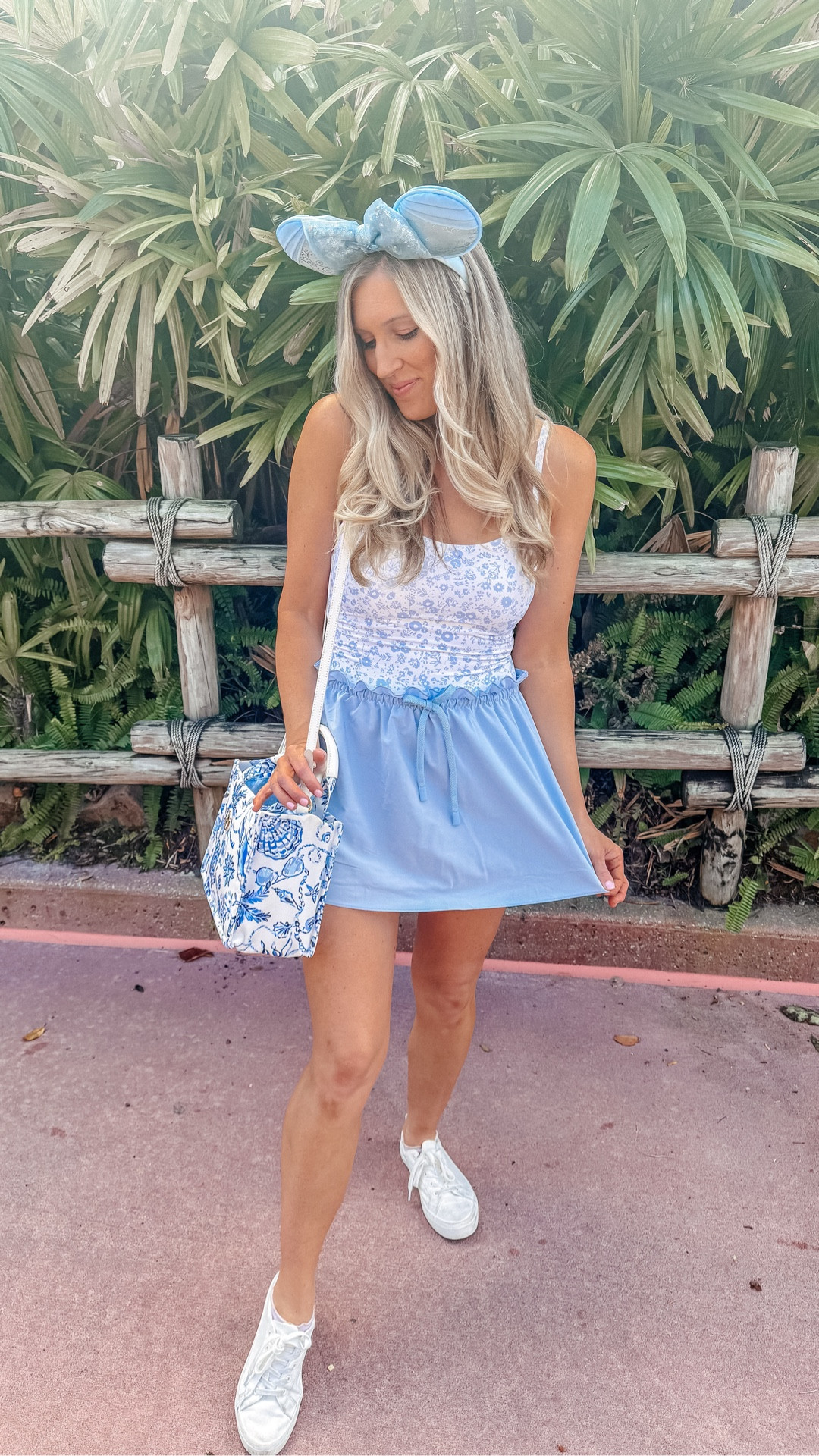 Disney Park outfit of the day 
Cinderella vibes 
Blue and white floral active dress 

#LTKootd #LTKTravel