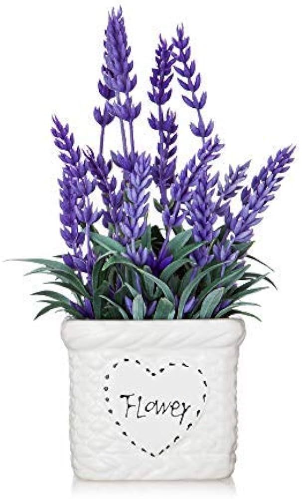 Potted Lavender Flowers -Small Artificial Plants for Bathroom Decoration - Fake Purple Flower wit... | Amazon (US)