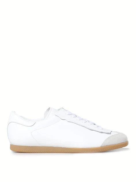Women's Low Featherlight Leather And Suede Sneakers In White | Shop Simon