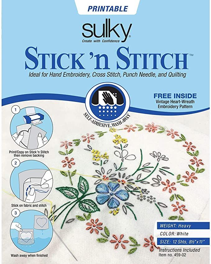 Stick N Stitch Self Adhesive Wash Away Stabilizer Twelve Sheets of 8-1/2 x 11 | Amazon (US)