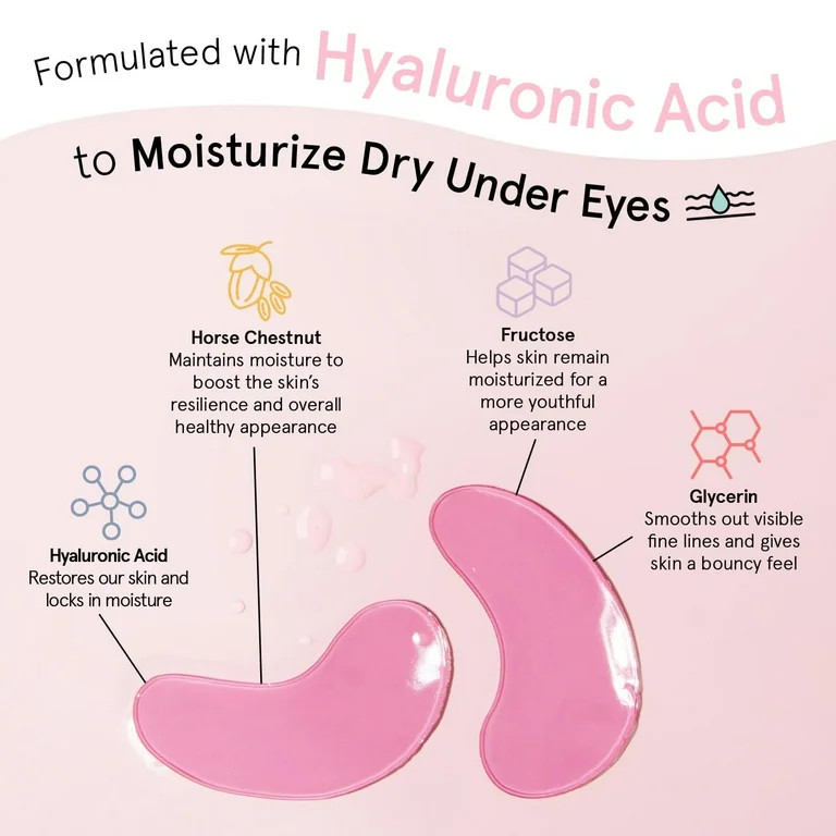 Grace & Stella Under Eye Masks Pink Hydrating Gel Patches Pink, 24 Pairs | Walmart (US)