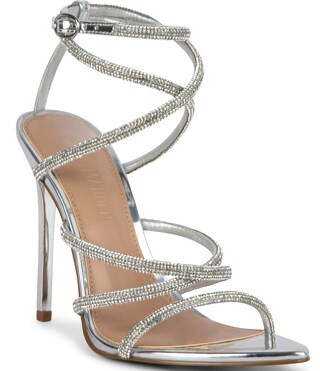 Sky Strappy Rhinestone Stiletto Dress Sandals | Dillard's