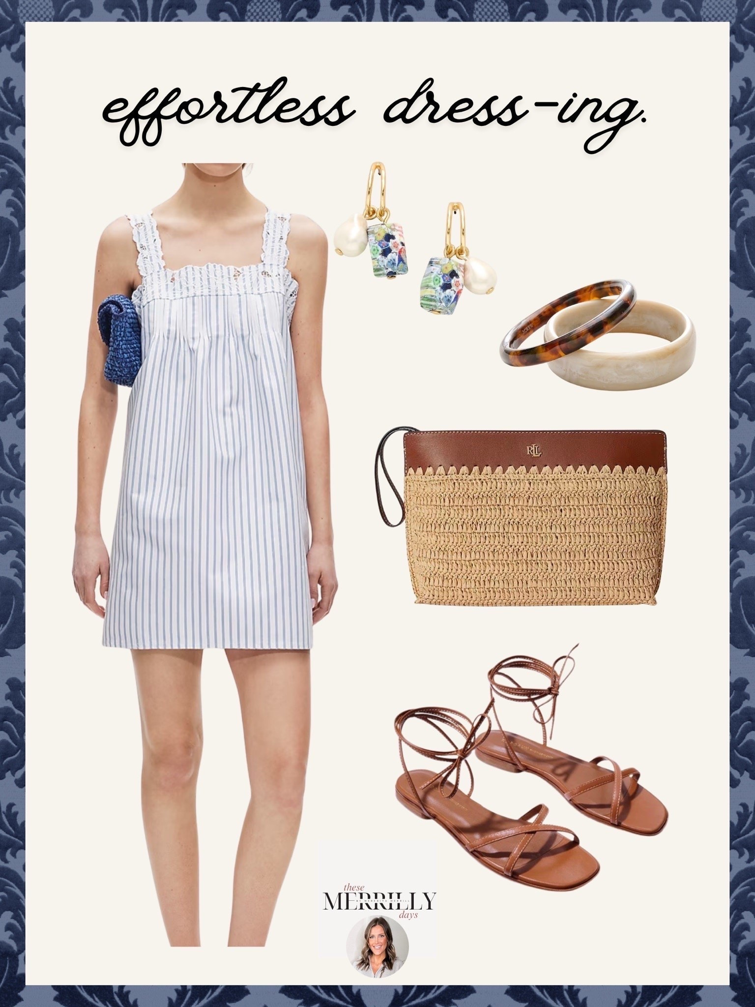 This striped mini dress is the definition of effortless summer dressing. I love the coastal feel of the soft blue stripes paired with woven accessories and lace up sandals for an easy look that works for vacations, brunch, beach towns, or casual summer nights out.

striped summer dress, coastal summer outfit, effortless summer style, beach vacation dress, blue striped dress, resort wear fashion, casual chic outfit, woven clutch bag, lace up sandals, old money summer aesthetic, coastal grandmother style, summer brunch outfit, preppy summer fashion, vacation outfit ideas, Thesemerrillydays

#LTKootd #LTKmomlife #LTKSeasonal