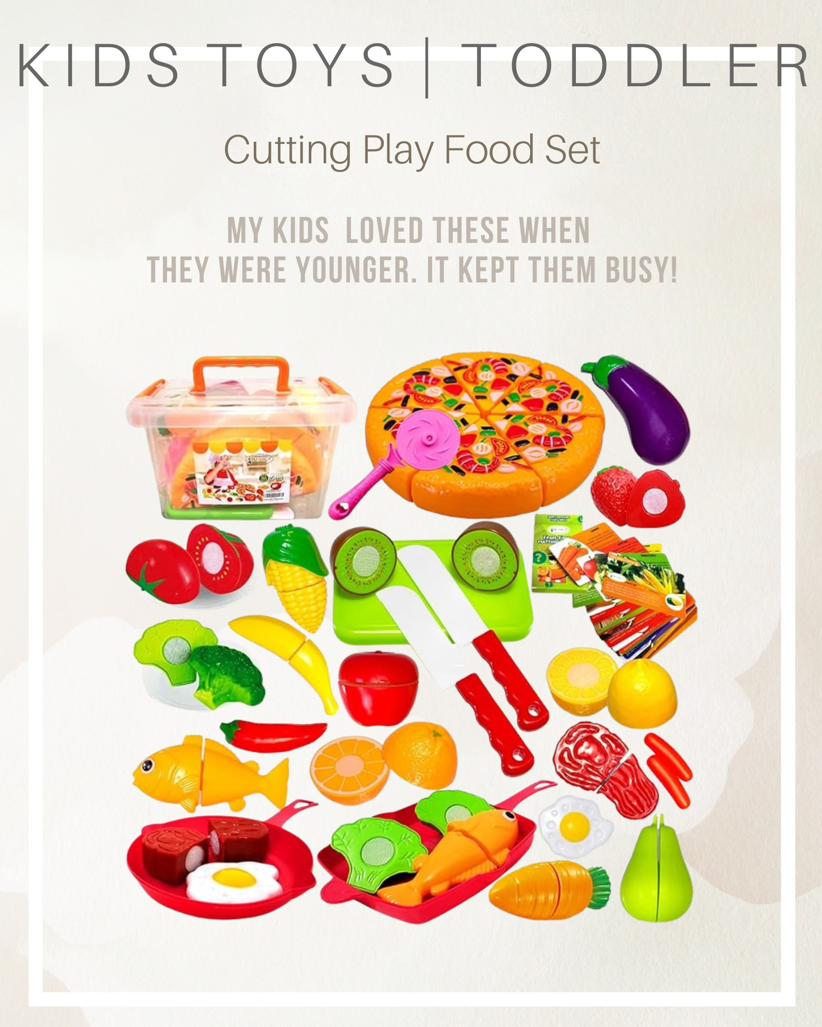 My kids loved these types of toys when they were younger!  Cutting foods was fun and a big deal...haha!  You get more pieces than the Melissa Doug ones. Don't forget to clip the coupon so you get 10% off. 

 #LTKGiftGuide #LTKSaleAlert #LTKKids