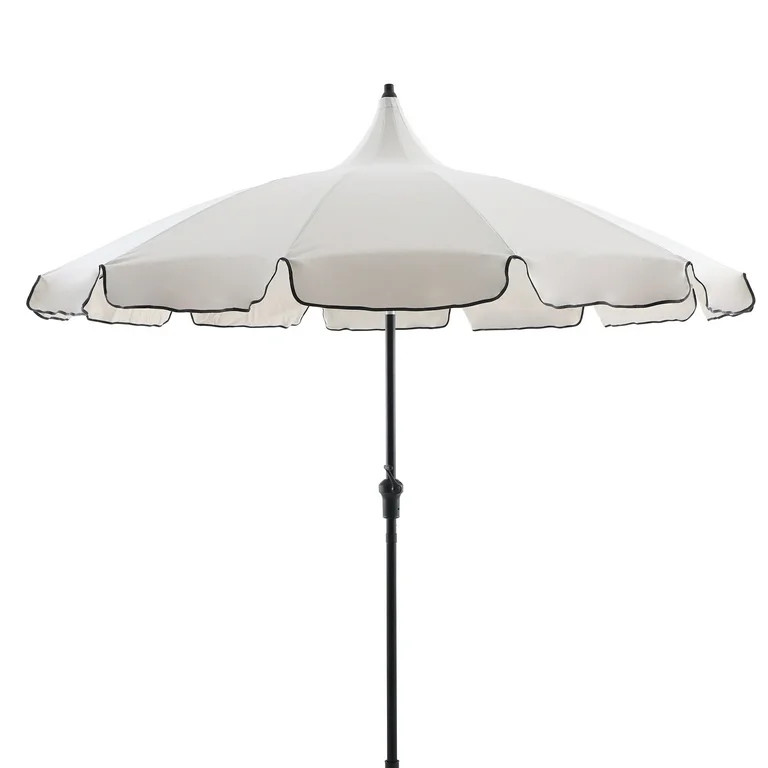My Texas House 9ft Outdoor Round Market Patio Umbrella with White Canopy and Black Trim | Walmart (US)