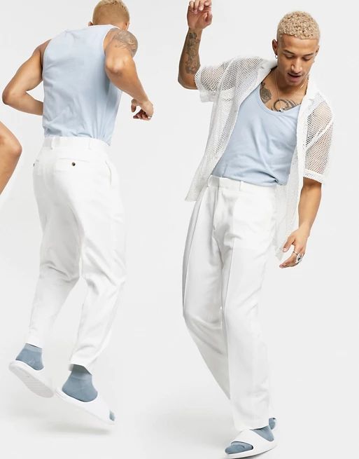 ASOS DESIGN tapered smart trouser in white | ASOS (Global)