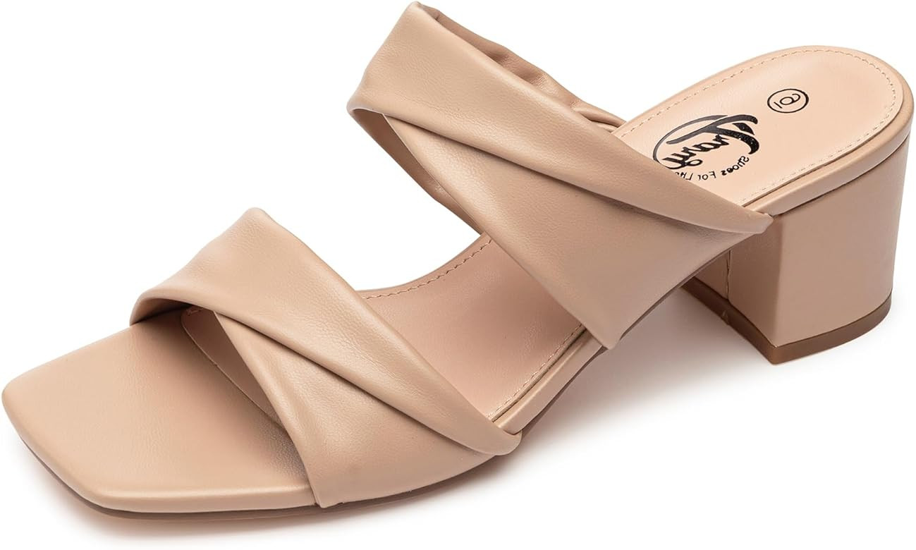 Trary Fashion Women's Sandals, Square Toe White Nude Black Heels for Women, Strappy Heels for Wom... | Amazon (US)