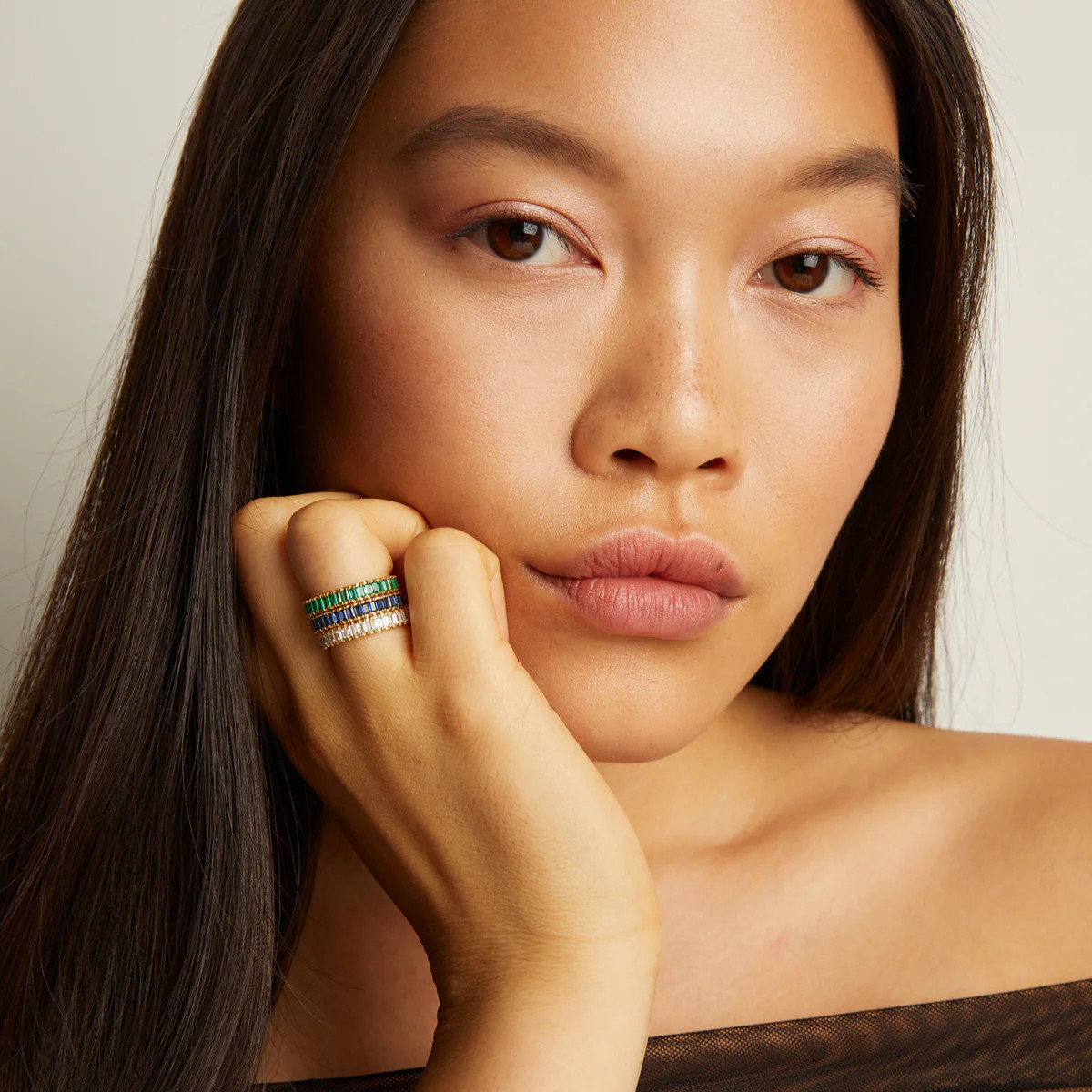Gemstone Baguette Eternity Ring Stack | AUrate New York