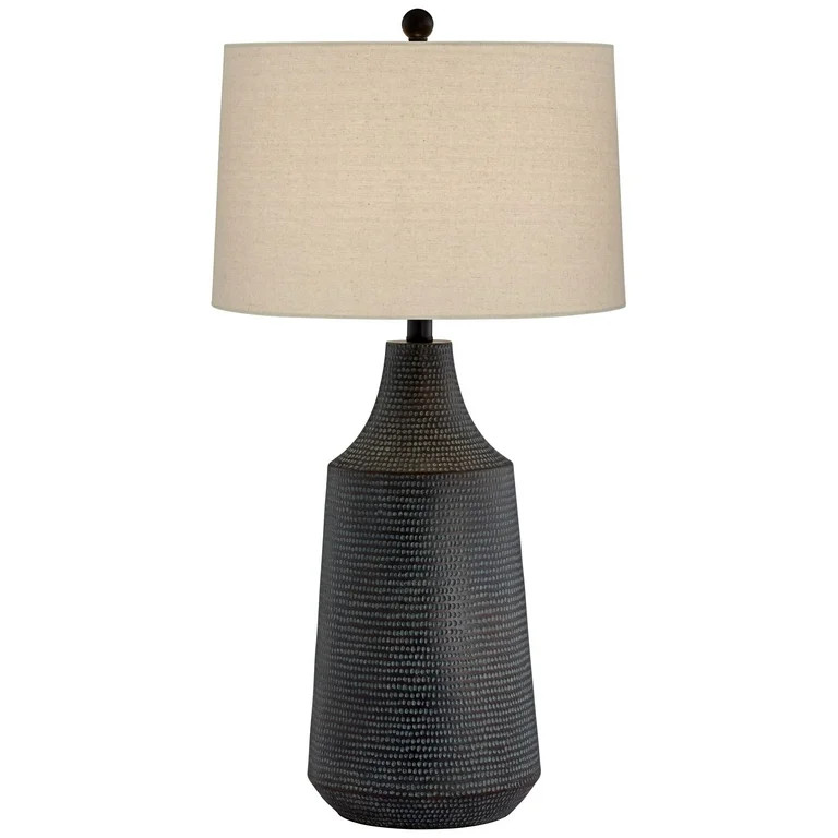 360 Lighting Rocco 30" Tall Hammered Jar Large Modern End Table Lamp Black Finish Single Oatmeal ... | Walmart (US)