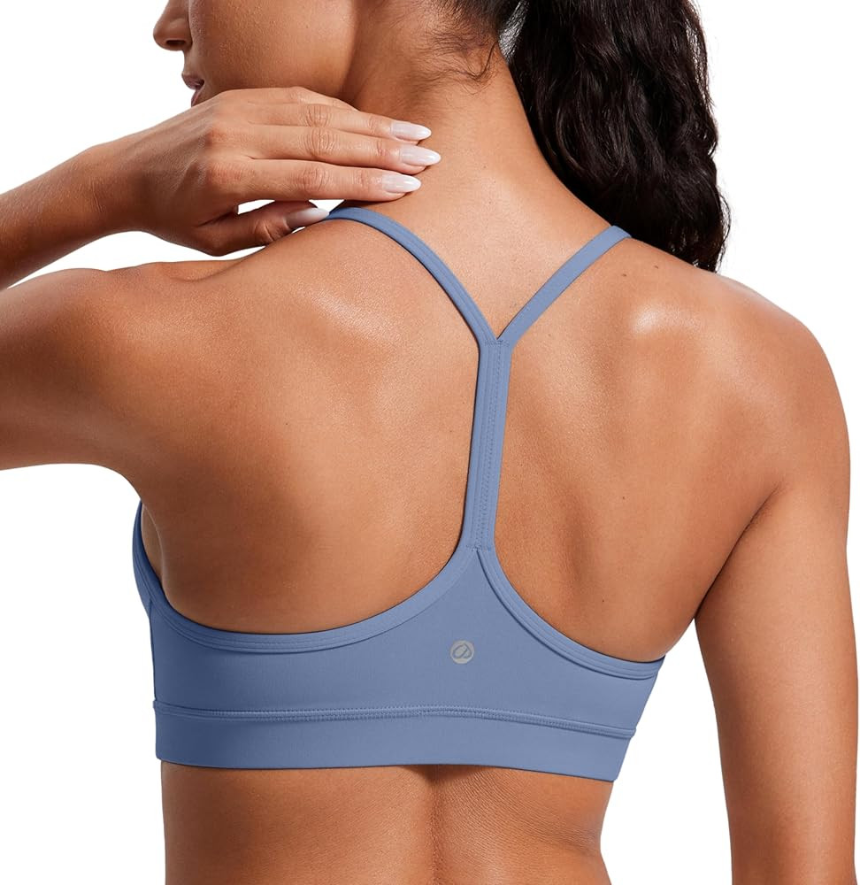 CRZ YOGA Butterluxe Womens Y Back Sports Bra - Padded Racerback Low Impact Spaghetti Thin Strap W... | Amazon (US)