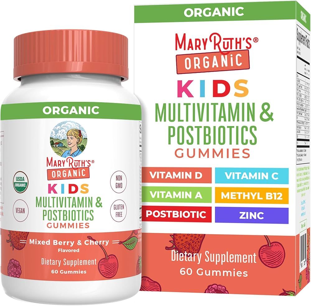 MaryRuth Organics Kids Vitamins, USDA Organic, Kids Multivitamin Gummies + Postbiotics for Ages 4... | Amazon (US)