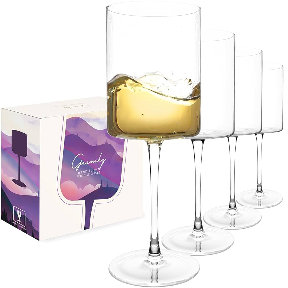 Wine Glasses Set of 4-16oz Cylindrical All Purpose Wine Glass, Crystal Wine Glass Set in Gift Pac... | Amazon (US)