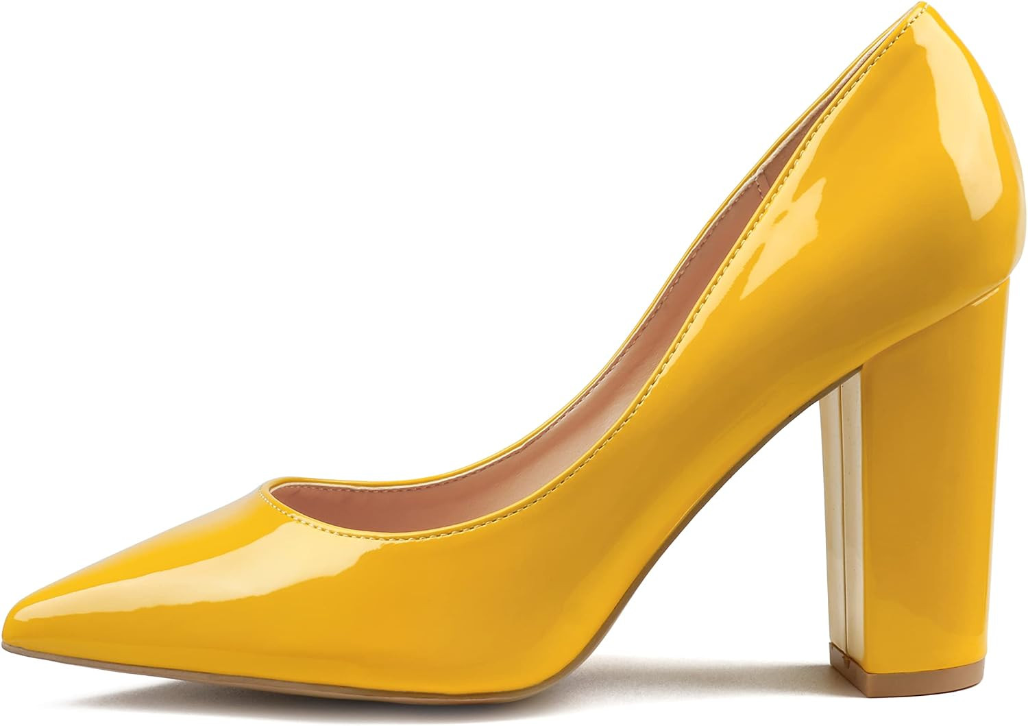 JOY IN LOVE Chunky Heels for Women Pointed Toe Pumps | Amazon (US)