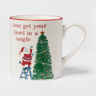 16oz Stoneware Don't Get Your Tinsel In A Tangle Mug White - Threshold™ | Target
