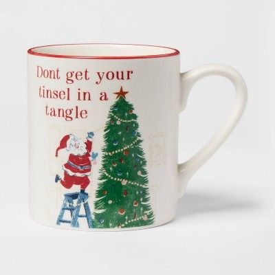 16oz Stoneware Don't Get Your Tinsel In A Tangle Christmas Mug White - Threshold™ | Target