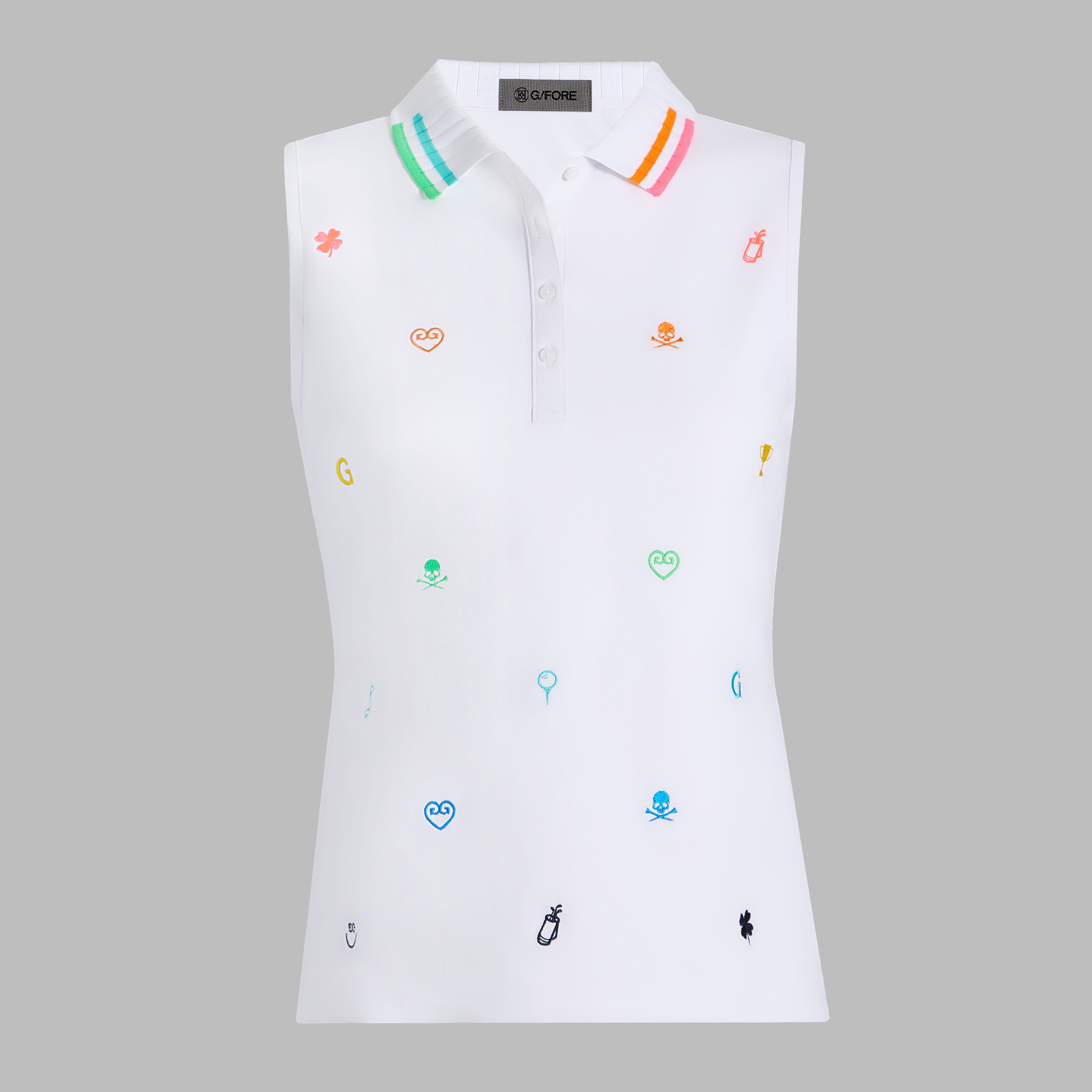 EMBROIDERED TECH PIQUÉ SLEEVELESS POLO | WOMEN'S POLO SHIRTS | G/FORE | G/FORE | GFORE.com