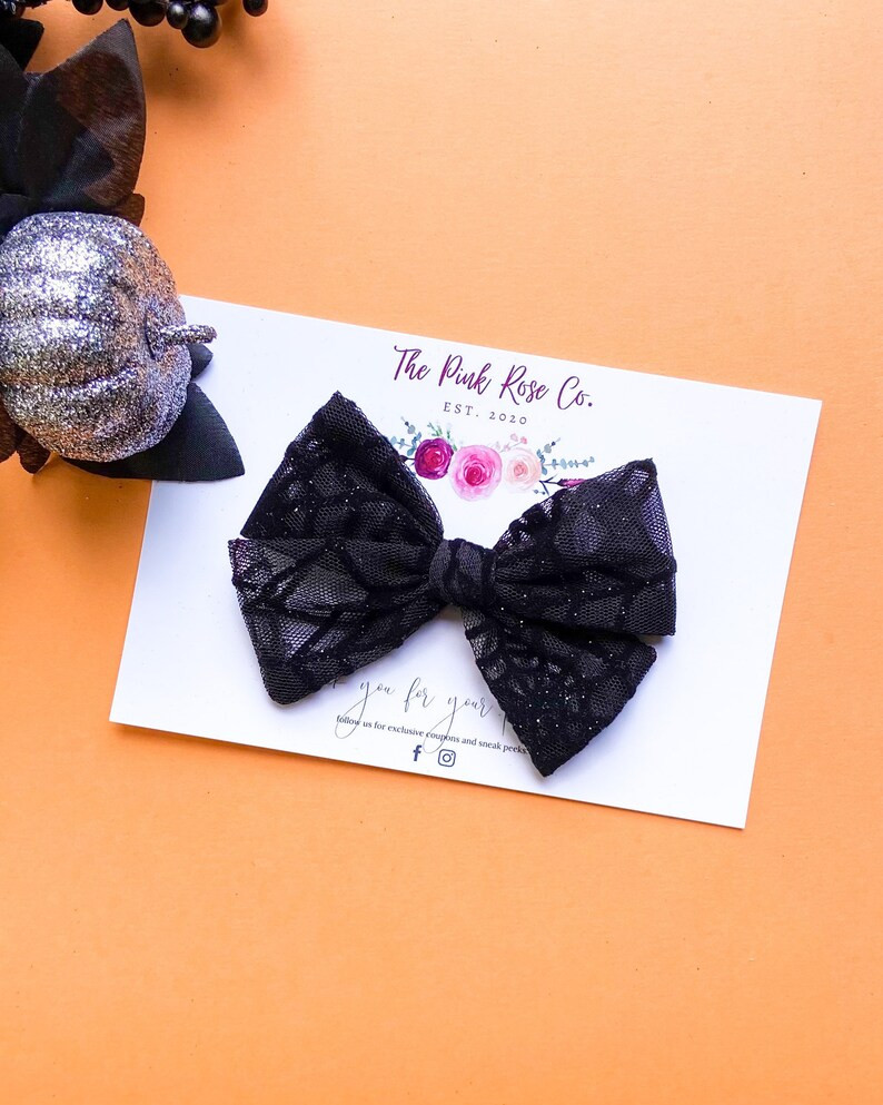Black Tulle Spider Web Halloween Bow  Black Tulle Pinwheel | Etsy | Etsy (US)