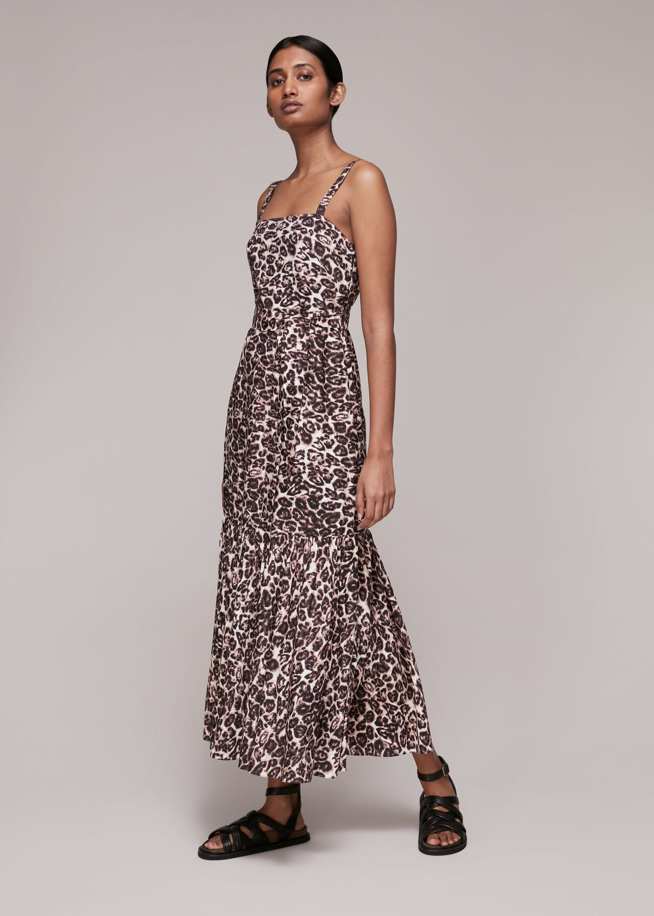 Leopard Print Eleta Leopard Silk Mix Dress | WHISTLES | | Whistles