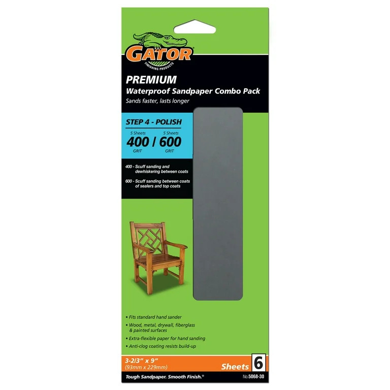 Gator Premium Sanding Sheet 400/600 Grit, 6 Pack | Walmart (US)