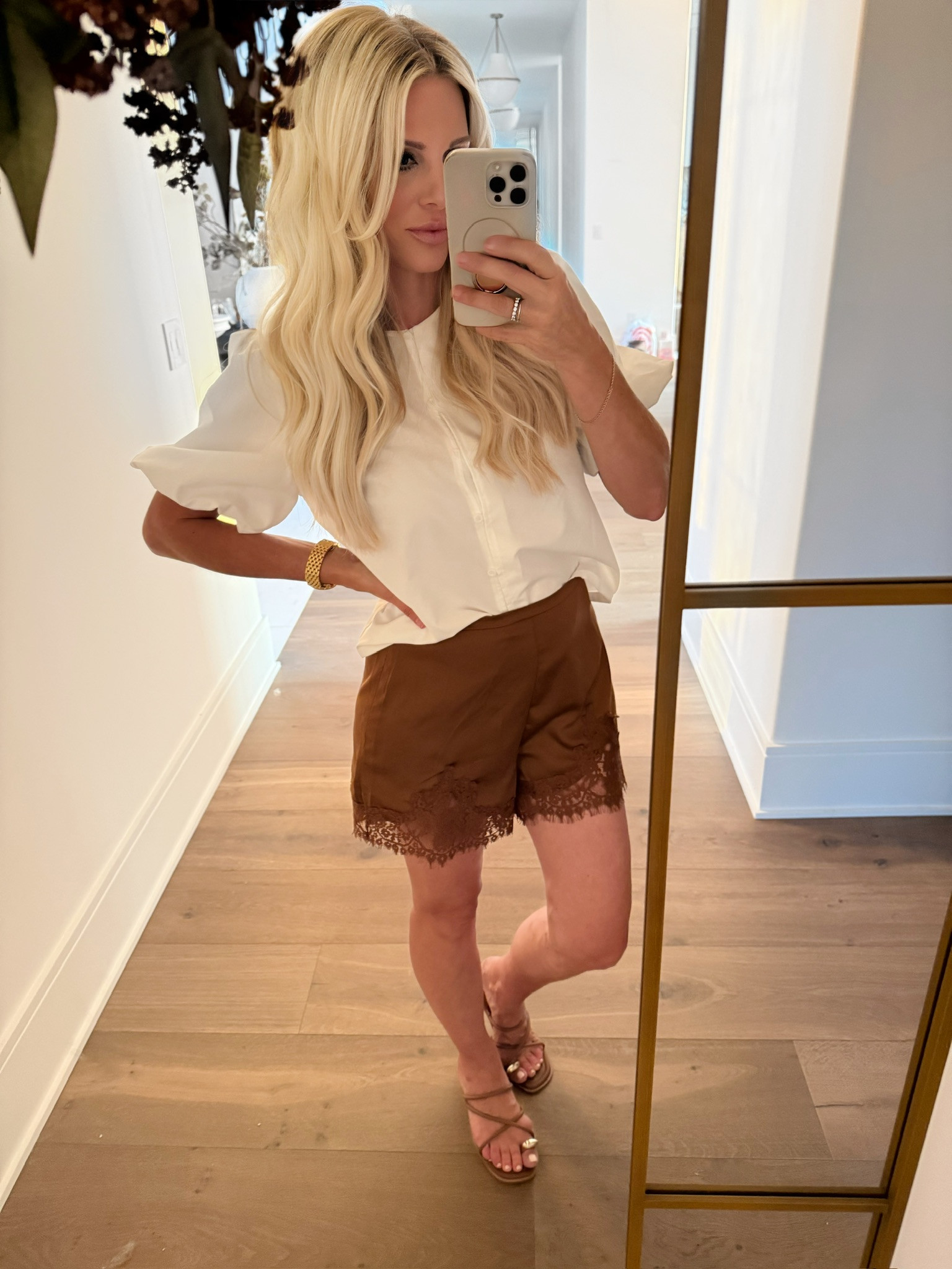 Pairing my fave lace shorts with this cute button down is my go-to for laid back summer days. #summerstyle #casualchic #shoptheautumnedit #autumnedit 

 #LTKootd #LTKmomlife #LTKSeasonal