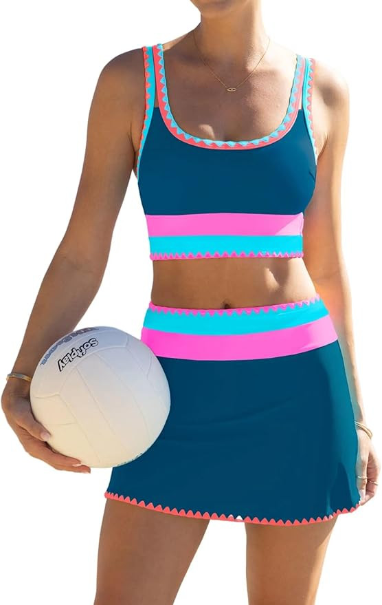 popvil High Waisted Bikini Sets for Women Tummy Control Swimsuits 3 Piece Bathing Suits Neon Swim... | Amazon (US)