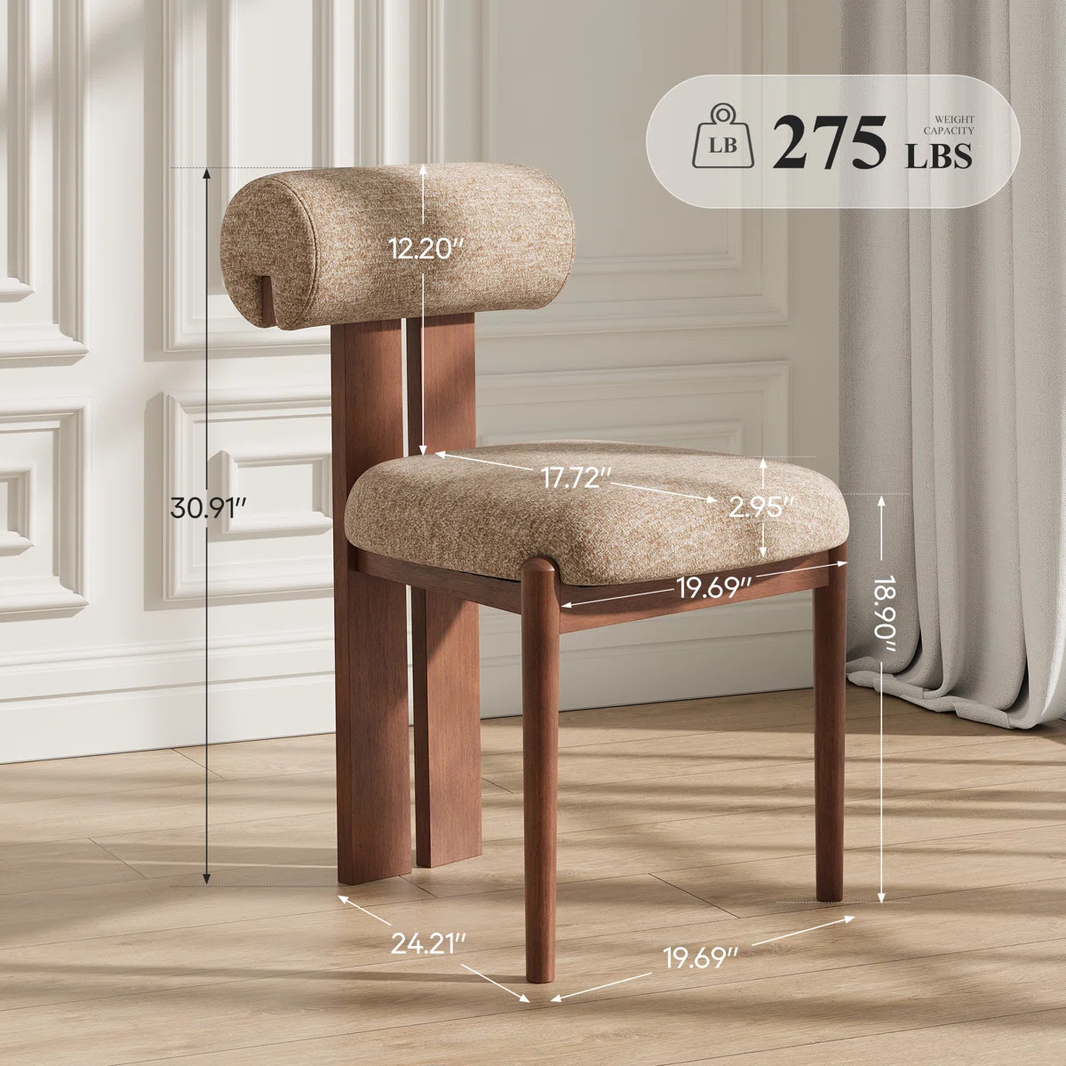 Modern Upholstered Dining Chairs with Solid Wood Legs (Set of 2) | Wayfair North America