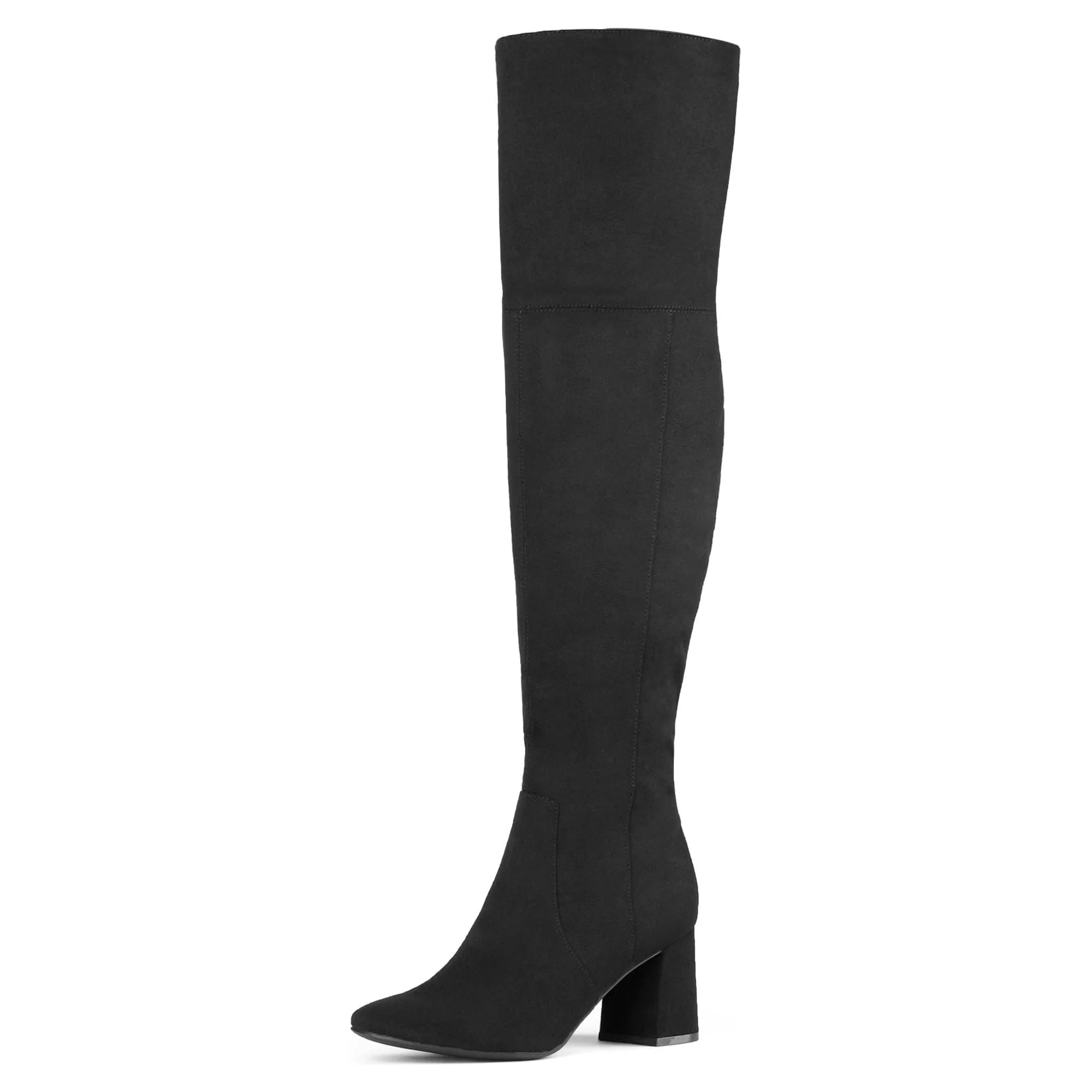 BURUDANI Women’s Winter Thigh High Over the Knee Fashion Chunky Heel Long Boots BLACK/SUEDE Siz... | Walmart (US)